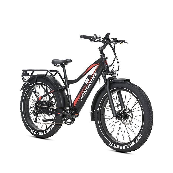 Vélo Électrique - Jobobike Robin - Fatbike 26'' - 13Ah Battery - Bafang 48V 250W - Max Range 65KM- Shimano 7 Speed - Noir