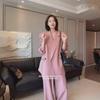 Spring Plus Size Women's Korean-Style Suit: Mid-Length Jacket and Wide-Leg Pants Set