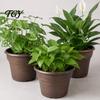 Lightweight Durable Plant Holders Retro Flower Pot with Saucer, Bronze Finish Drainage Holes, Pots Saucers Breathable Thickened Plastic Planter