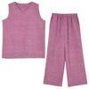 Set Pigiama Estivo Senza Maniche Taglie Forti da Donna – Elegante Pantalone a Gamba Larga Monocolore per Madri di Mezza Età