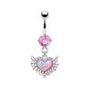 Anello Ombelico a Forma di Cuore Ornamento Goccia d'Acqua 14G Bilanciere Piercing Ombelico Pendente Belly Nombril Piercing Gioielli Donna