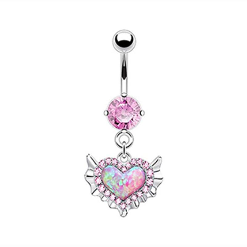 Anello Ombelico a Forma di Cuore Ornamento Goccia d'Acqua 14G Bilanciere Piercing Ombelico Pendente Belly Nombril Piercing Gioielli Donna