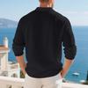 Europäisches Herren Atmungsaktives Baumwoll-Leinen Langarm Poloshirt
