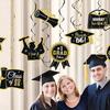 12 buc Aur, Negru Anul Absolvirii 2025 Ornamente Spirale pentru Petrecerea de Absolvire Decor Plafon Negru Auriu Accesorii Cabina Foto Petrecere de Absolvire Petrecere