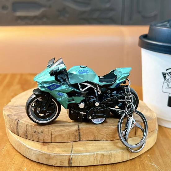 Motorcycle Cartoon Keychain Pendant with Double-Ring Hook Anti-Detachable Design Decompression Tool Keychain Accessory