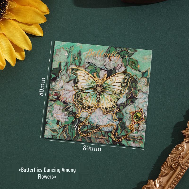 Ji Lv Yu Jian Butterfly Oil Painting Bookmark - Retro Irregular Student Reading Clip