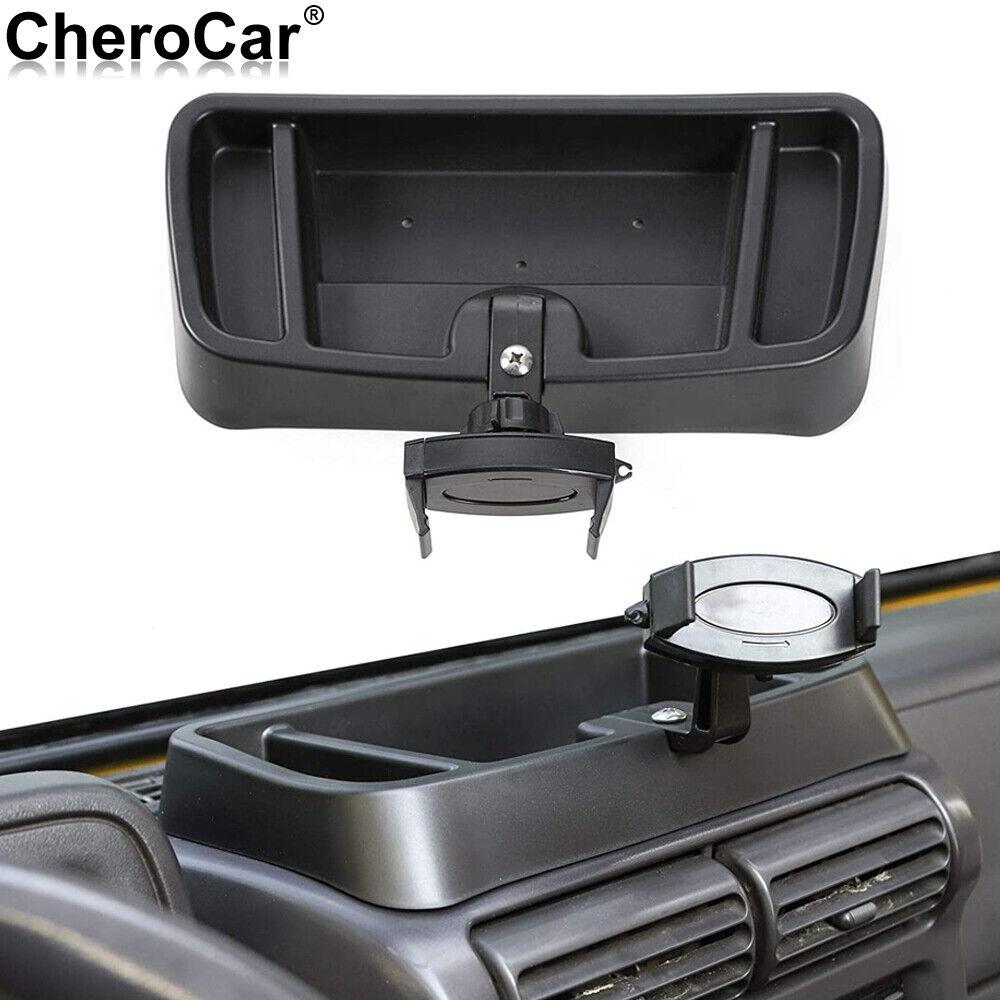 Dashboard Mount Phone Holder Bracket Storage Tray Box for 1997+ Jeep Wrangler TJ