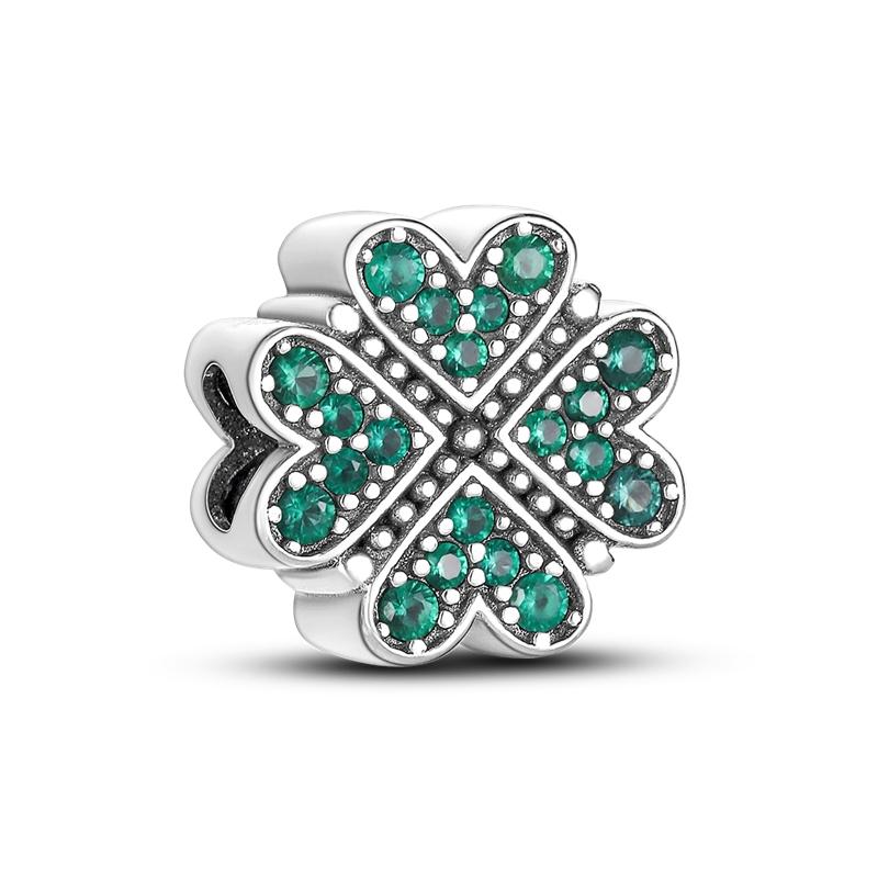 Diy Women Jewelry Gifts Lucky Four-Leaf Clover Heart Charm Beads Fit Original European Bracelets Necklace Accessories