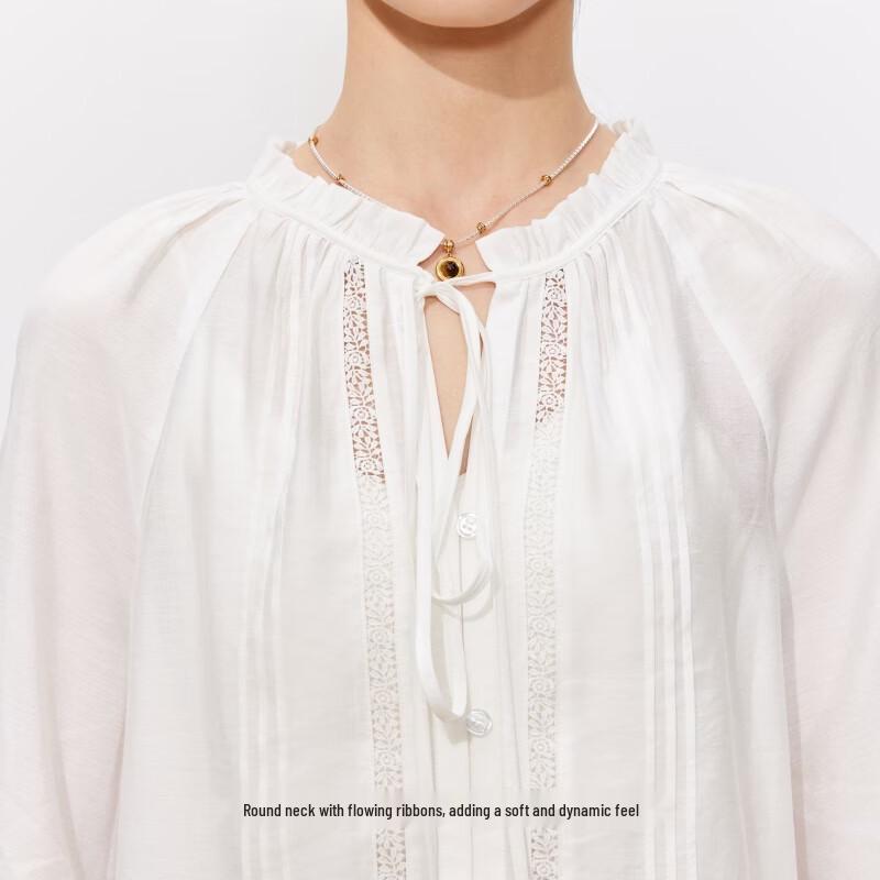 VEROMODA Lace Patchwork Lantern Sleeve Blouse