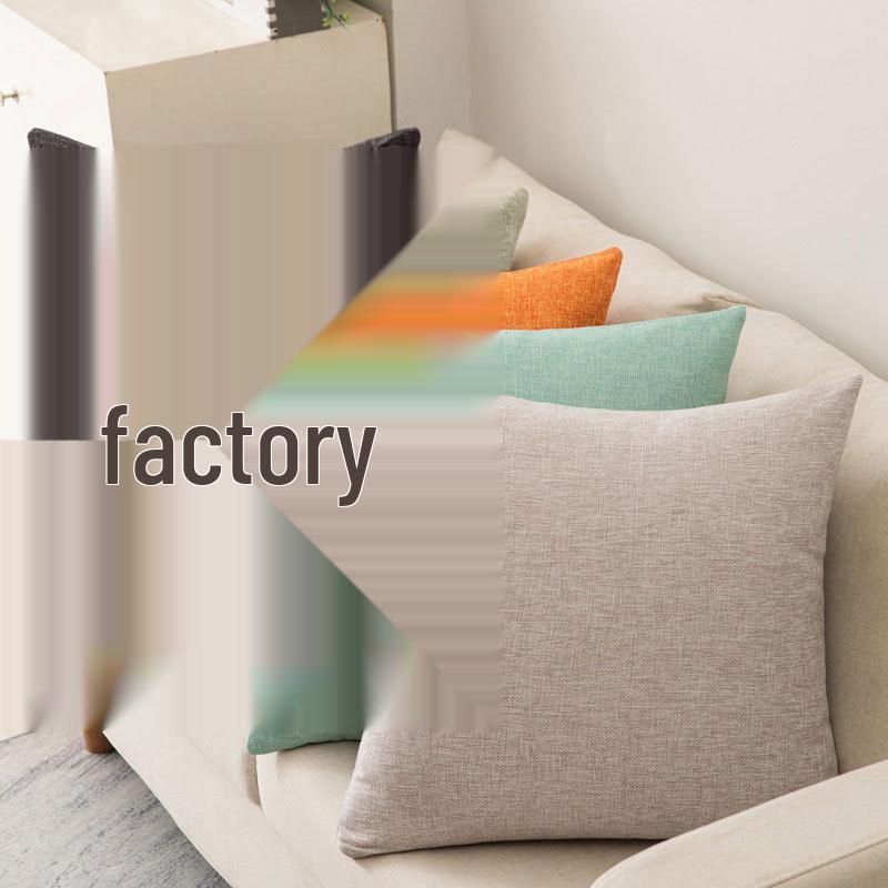 Modern Minimalist Solid Color Cotton Linen Throw Pillow for Sofa, Bed, or Office - Square Lumbar Cushion