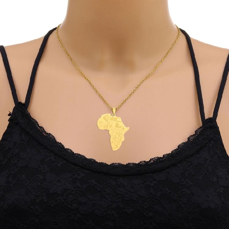 Edelstahl Afrika Karte Anhänger Halskette Schmuck Afrikanisches Symbol Halskette