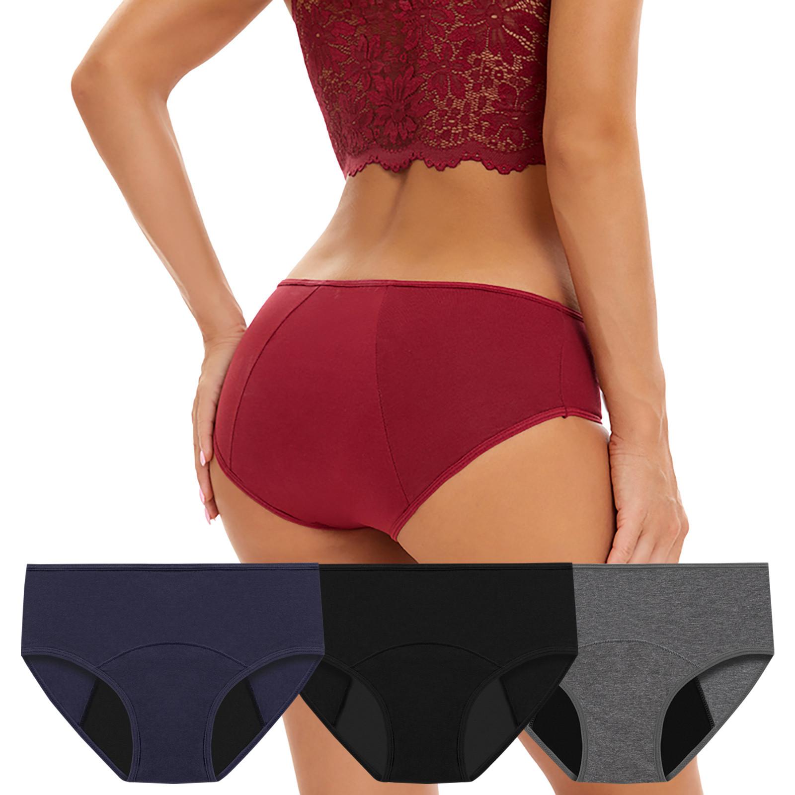 

Большие размеры для женщин, впитывающие водонепроницаемые жидкие трусики с низкой талией, треугольные физиологические трусики, 3 шт. M