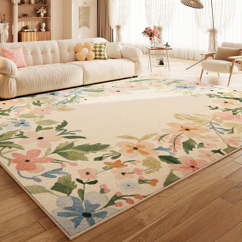Flower Pattern Carpets for Living Room Fluffy Soft Lounge Floor Mat French Style Bedroom Decor Large Carpet Home Thick Plush Rug