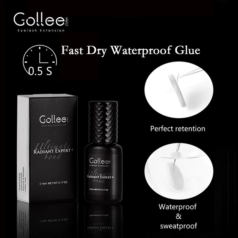 Gollee 0,5-1s Trocknender Kleber für Wimpernverlängerungen 5ml Hypoallergener Wimpernverlängerungskleber Starker Kleber Falsche Wimpern Zubehör
