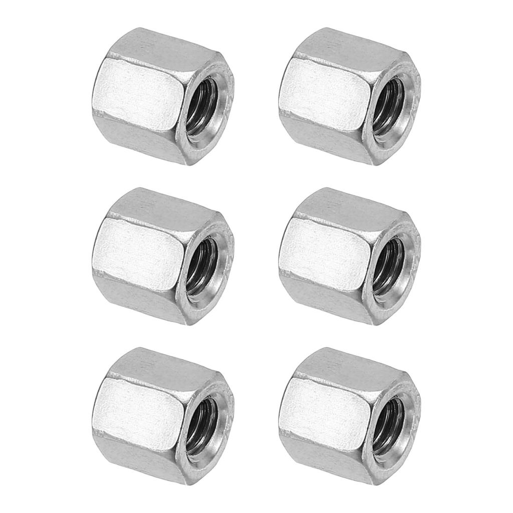 PATIKIL M6 X 1 High Nut Hex 6pcs Coarse Fully Rod Coupling Stud Connector Silver Tone Coupling, 10mm/0.4" Long, Thread, Threaded, Nut, Fastener,