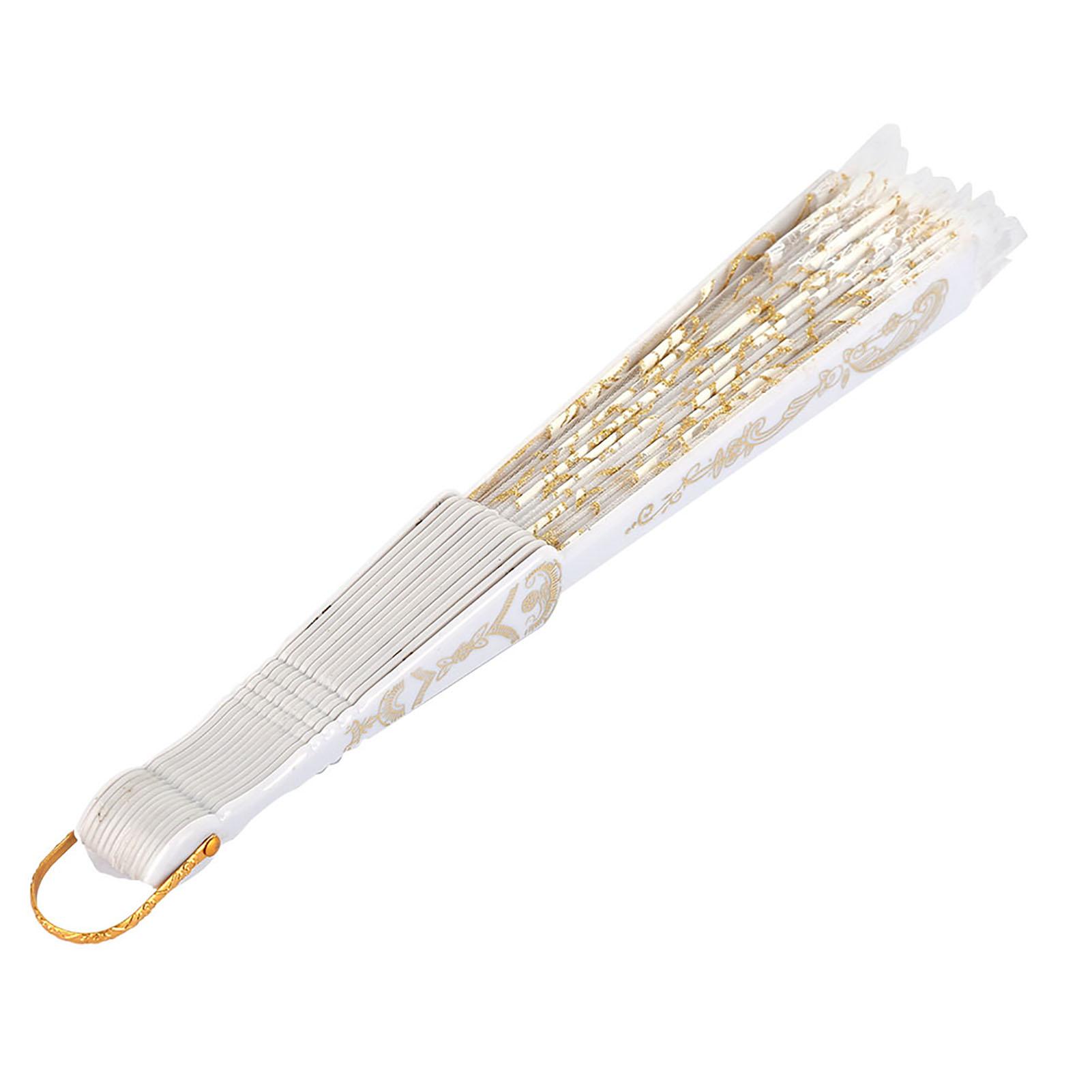 European Hand Lace Flower Gilding Folding Fan Dancing Party Fan(lake blue)