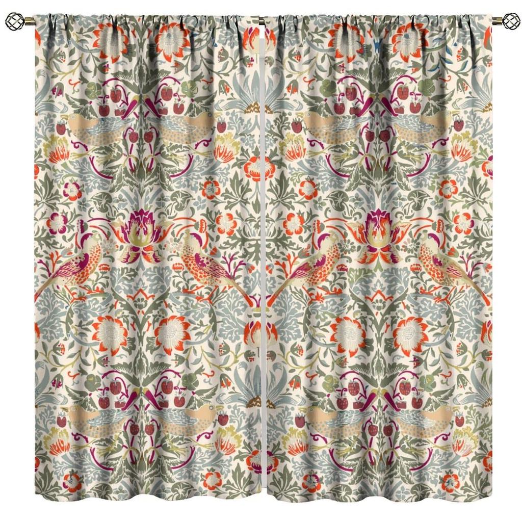 Tenda Retro Finestre William Morris con Motivo Botanico, Tenda Oscurante William Morris Arte Floreale 2 Pannelli