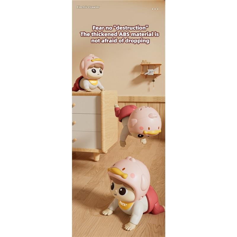 Musical Crawling Doll Toy, Crawl Guidance Tummy Time Soothing Educational Toy for 0-1 Years Old Infant Baby