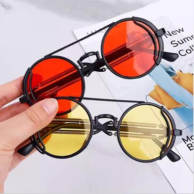 1pcs Round Punk Steampunk Sunglasses Unisex Fashion Matching Glasses Steampunk Sunglasses Cycling Sunscreen UV400 Sunglasses