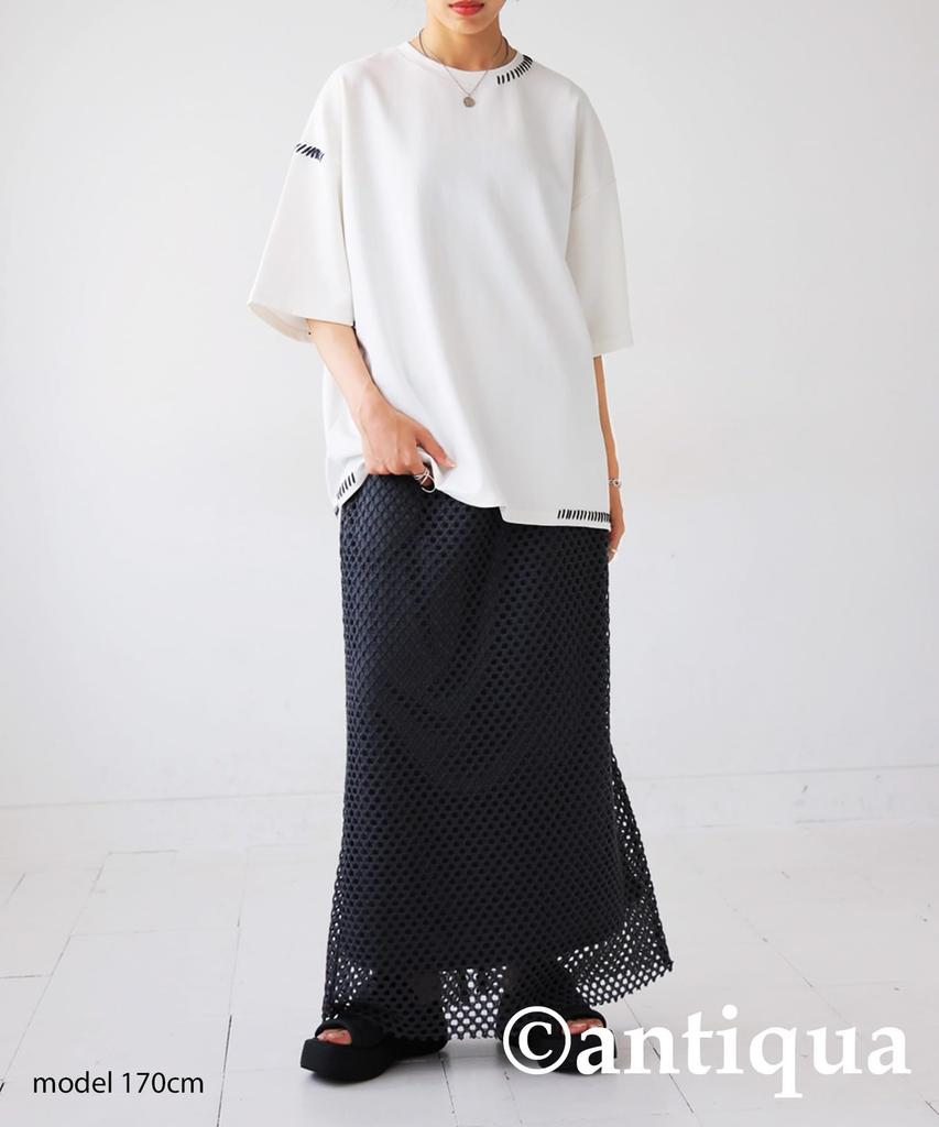 antiqua Design One Size Hand-Stitched T-Shirt, Women's, ZA-00219, 03, White/Black