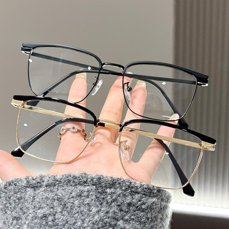 Vintage Pochromiczne Okulary Półramkowe dla Mężczyzn Blokujące Światło Niebieskie Zmieniające Kolor Prostokątne Okulary Komputerowe