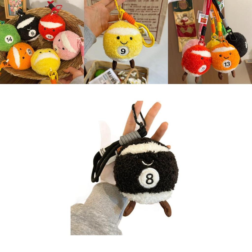 Plush Billiard Ball Keychain With Creative Design For Kids And Collectors
