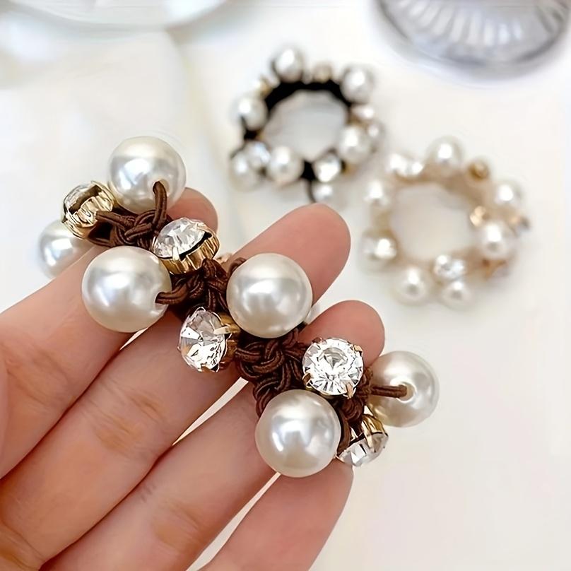 3pc Women'S Simple And Elegant Pearl Hairband Simple And Elegant Artificial Pearl Headband, Elastic Band