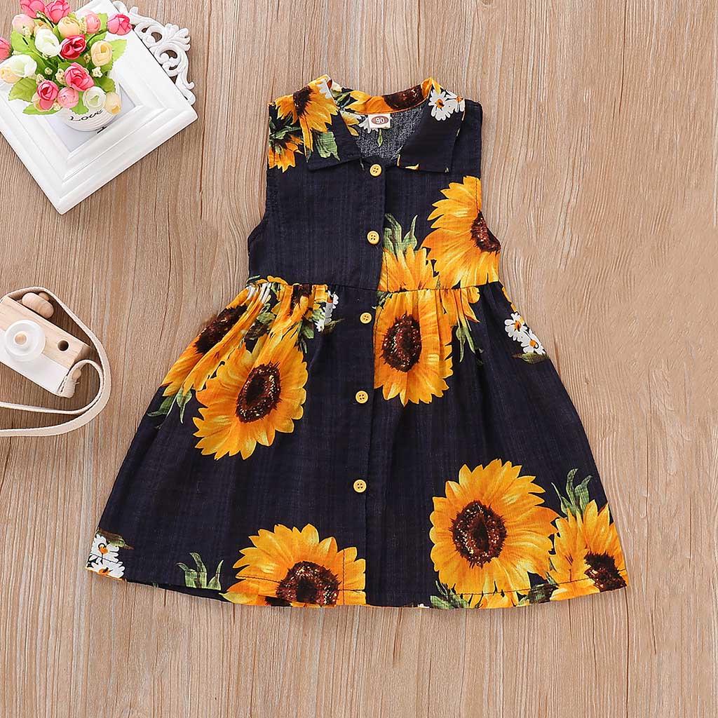 Buy Sleeveless Dresses Sunflower Print Dress Clothes Toddler Baby Girls at affordable prices