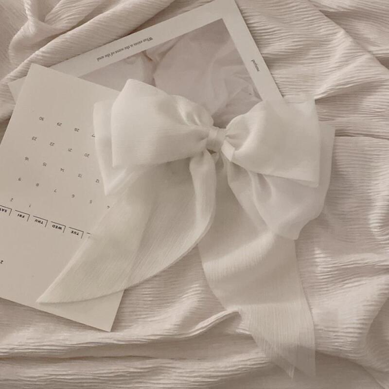 Women s Lovely Pointed Ribbon Chiffon Hairpin A31162_ONECOLOR