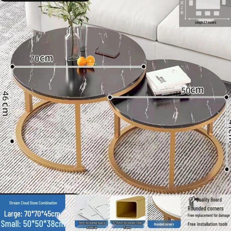 Simple Modern Light Luxury Coffee Table - Small Round Side Table for Living Room or Bedroom