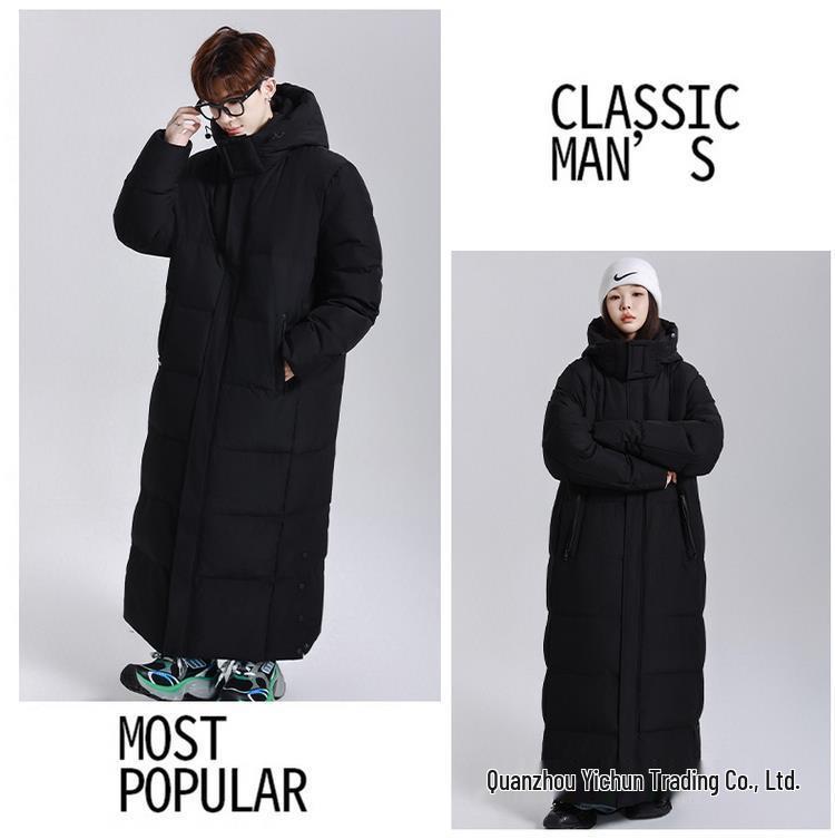 Unisex Long Goose Down Jacket Floor-Length Ultra-Warm Coat