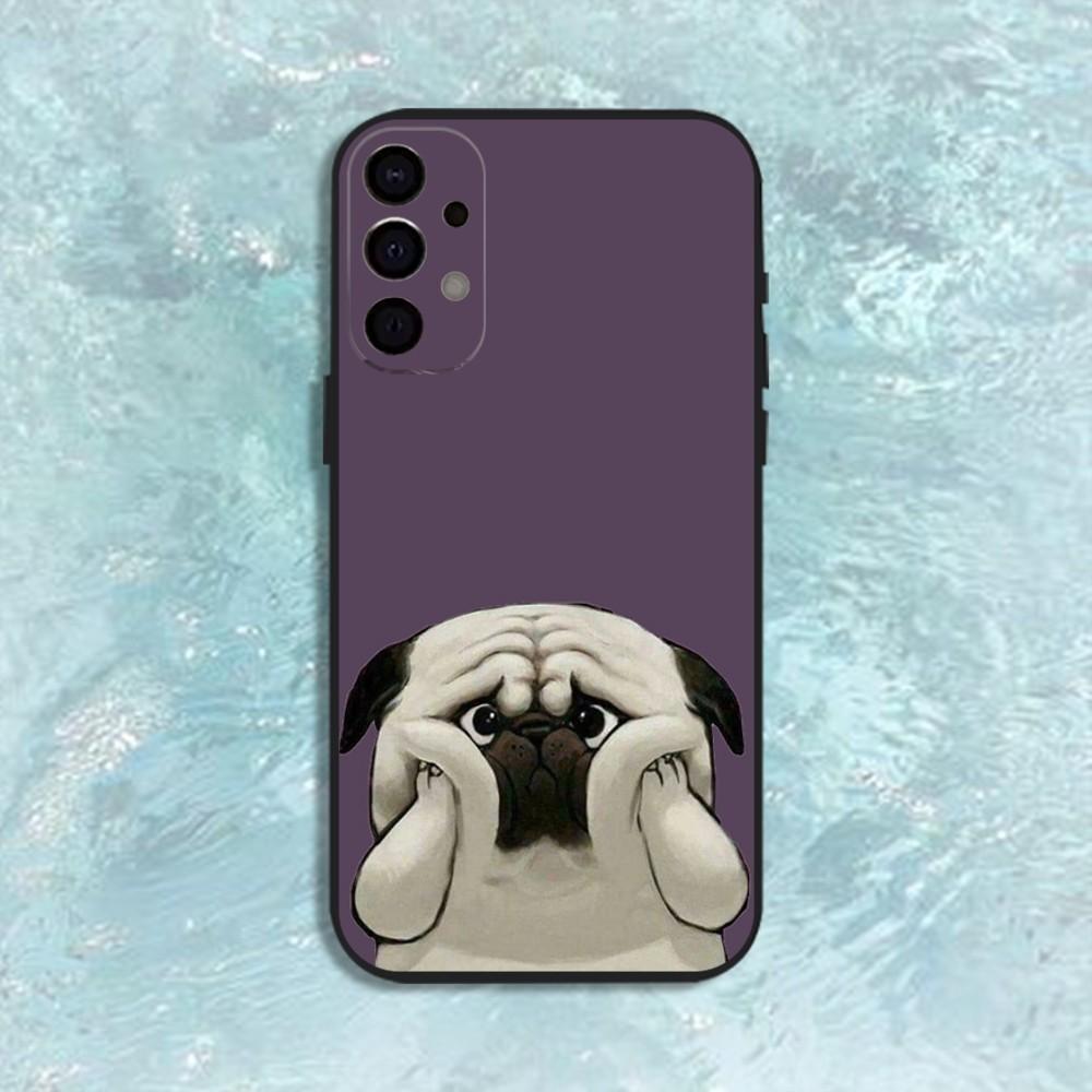 Roztomilý mops pes pouzdro na telefon pro Samsung S25, S24, S21, S22, S23, S30, Ultra, S20, Plus, Fe, Lite, Note, 10, 9, 5G Černý kryt