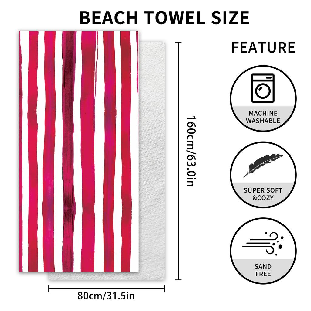 Sunscreen Striped Beach Towel Microfiber Printing Camping Beach Towel Swimming Quick Drying Bath Towel Water Absorption