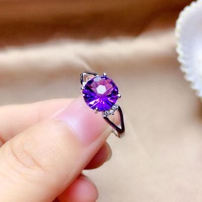 Trending Oval Cut Simulated Amethyst Open Ring for Women