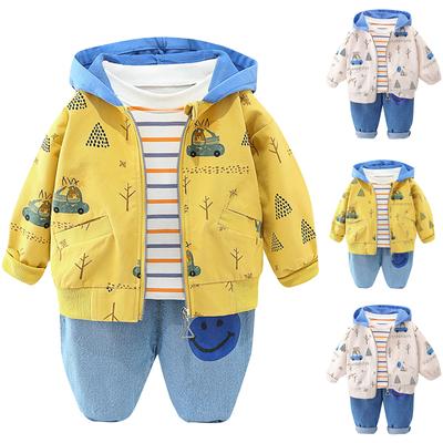 Chlapecký podzimní oblek Nová korejská edice Dětský kabát s kapucí na zip Baby Foreigner Třídílná sada