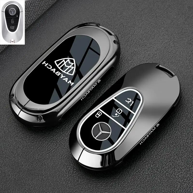 PZQ2   Alloy Style Car Key Case Cover Shell For Mercedes Benz A C E S G Class GLC CLE CLA GLB GLS W177 W205 W213 W222 X167 AMG Keychain