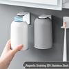 Stainless Steel Wall-Mounted Magnetic Toothbrush Holder with Mouthwash Cup, No-Drill Installation, Large Capacity for Home Use