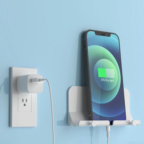 Suporte de parede para telefone à prova de choque com design de ranhuras em ABS para leitura de receitas Suporte de parede para telefone para assistir TV