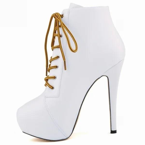 Dámské kotníkové boty na jehlovém podpatku, podzimní a zimní, kulatá špička, sexy vysoké podpatky, boty na tyči, módní zip, šněrovací dámské boty, velké velikosti