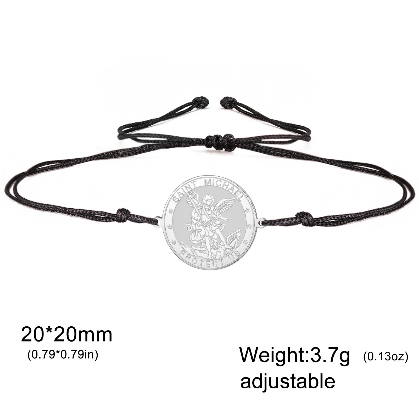 

LIKGREAT Double Sided Etched St. Michael Archangel Pendant Bracelet Stainless Steel Protection Amulet Charm Bracelet Vintage