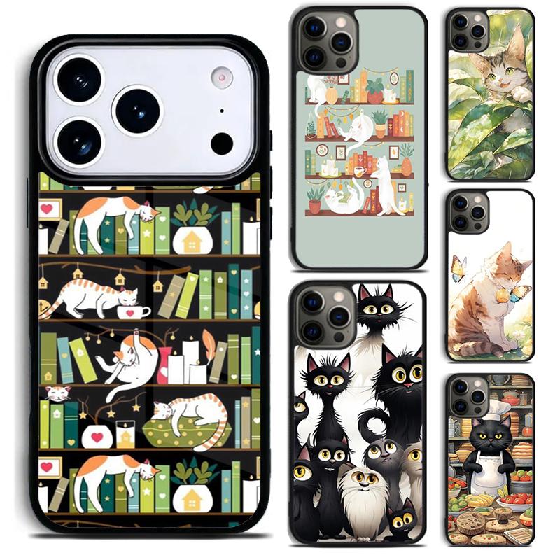 Cartoon Cats Phone Case For iPhone 17 16 15 14 13 12 11 Pro Max Plus 17Air Soft Silicone Cover