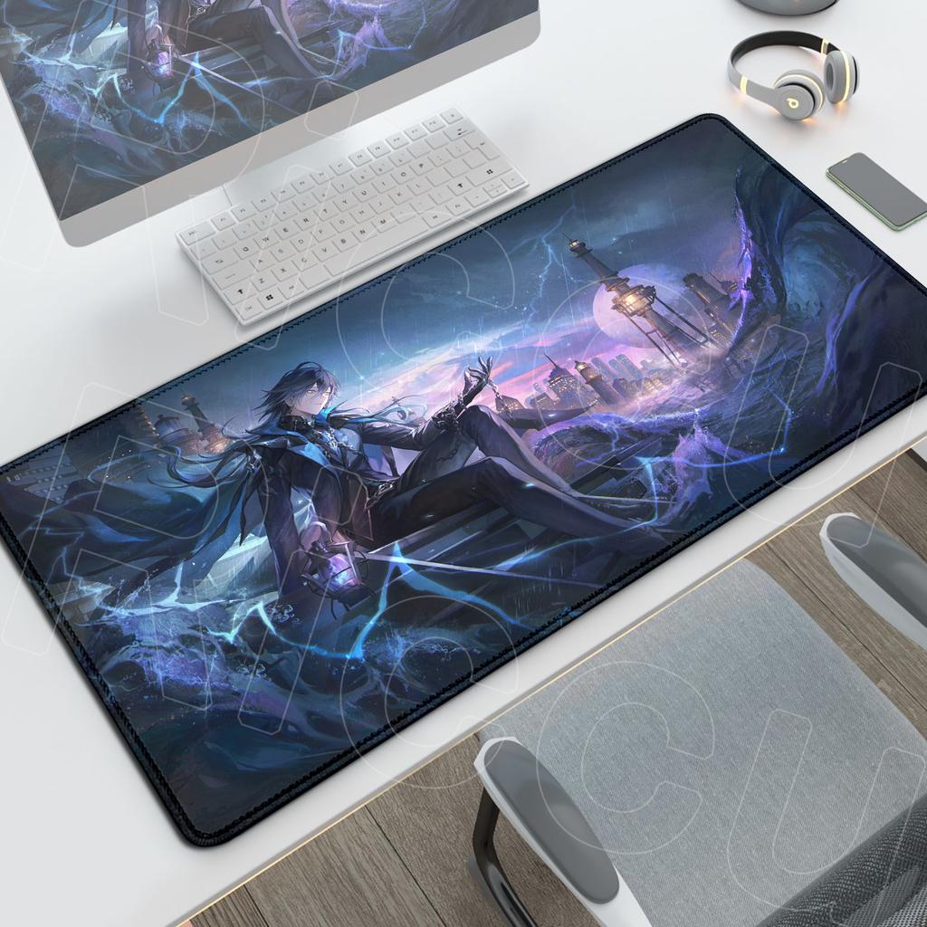 Druk HD Genshin Impact Flins Mata na Biurko Długi Biurowy Pad na Biurko PC Gaming Antypoślizgowe Akcesoria Anime Gumowa Podstawa Podkładka pod Mysz Zmywalna