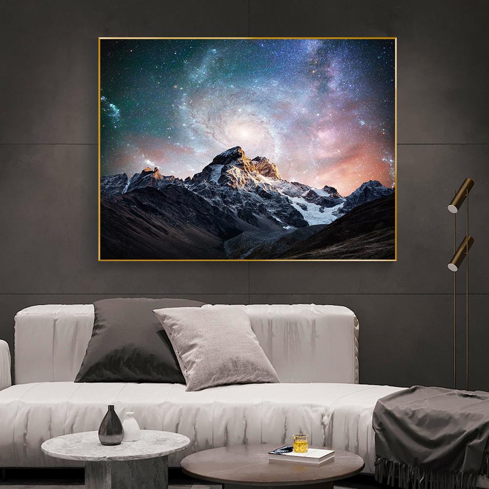 Hvězdná noční malba Plakáty a grafiky Obrazy Strom a hora Krajina Nástěnná malba na plátno pro dekoraci obývacího pokoje