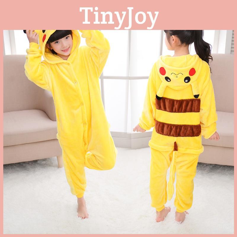 Premium Quality Halloween Kids Pajamas Cosplay Costume Featuring Pokemon Pikachu Dragon Cow Designs