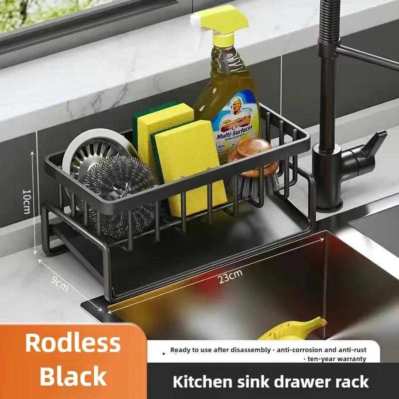 Kitchen Sink Drain Rack Organizer Sponge Storage Faucet Holder Soap Drainer Towel Rack Stainless Steel Self-draining Sink Shelf