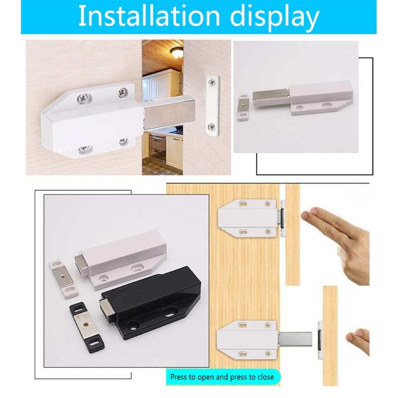 Invisible Magnetic Door Catch Rebound Self-locking for Latch Handle-free Cabinet Push for Latch Double open Door Stopper