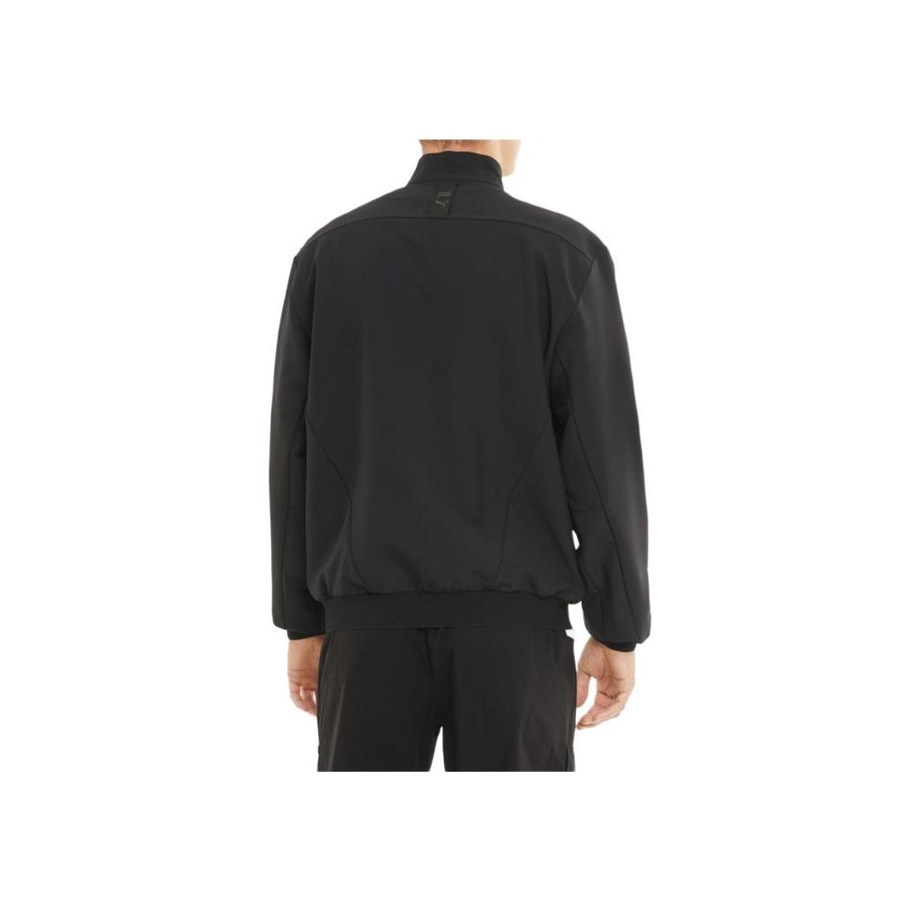 Puma X Porsche Collaboration Solid Color Stand Collar Zip Jacket Men Jackets Bright-Black 599671-01