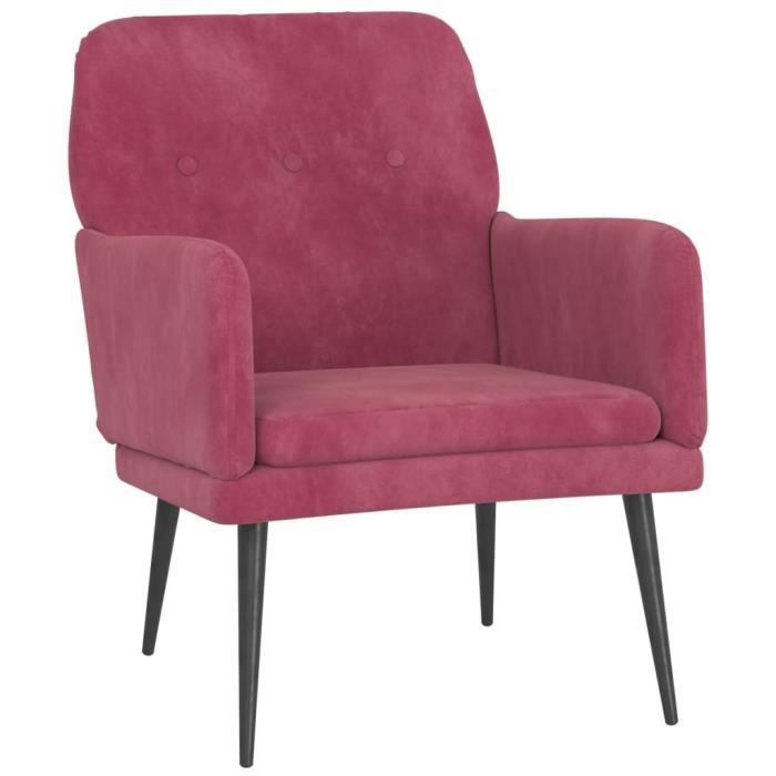 351408 vidaXL Fauteuil Rouge bordeaux 62x79x79 cm Velours