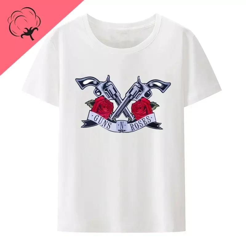Guns N Roses Theme women Shirts Clothes Top Y2k Tops women Short Sleeve T-shirt Streetwear Harajuku Pride Tops Tees