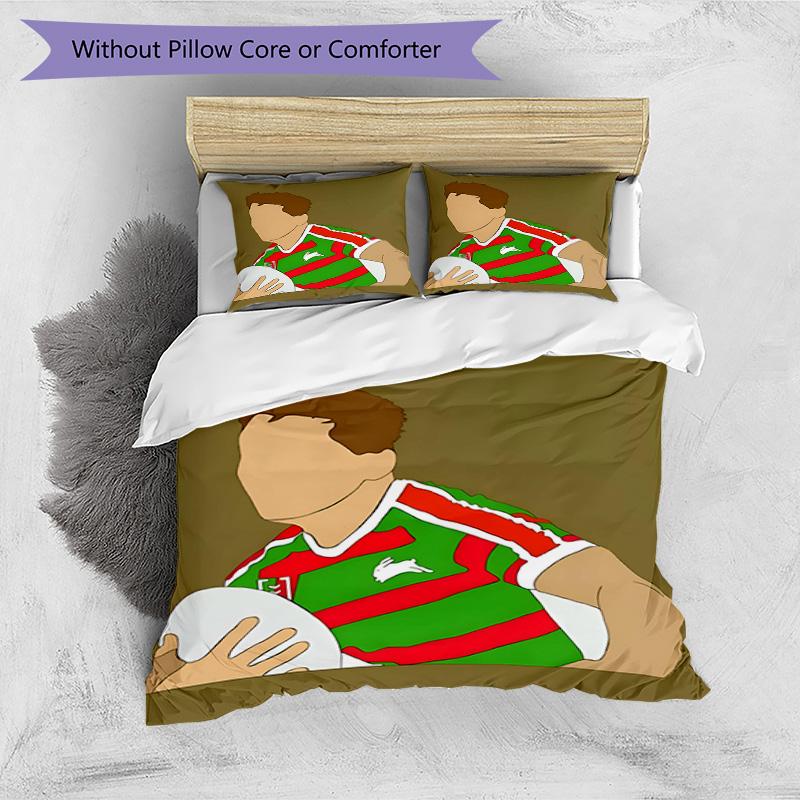 3-teiliges Bettbezug-Set (1 * Bettbezug + 2 * Kissenbezug, ohne Kern), South Sydney Rabbitohs Druck Bettwäsche Set, Schlafzimmer Dekor, Ganzjahres, Geburtstagsgeschenk